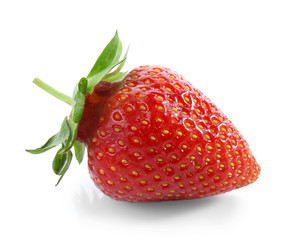 Ripe strawberry on white background, closeup