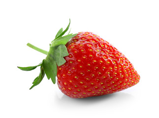 Ripe strawberry on white background, closeup