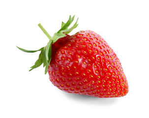 Ripe strawberry on white background, closeup