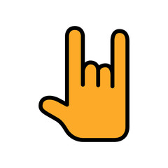 Rock and roll flat icon. Sign of the horns for apps and websites