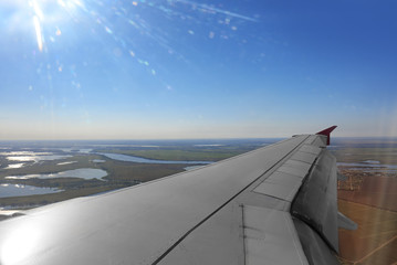 Fototapeta na wymiar View from aircraft window