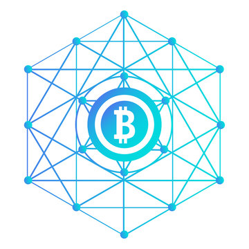bitcoin cryptocurrency network blue gradient design clip art preview