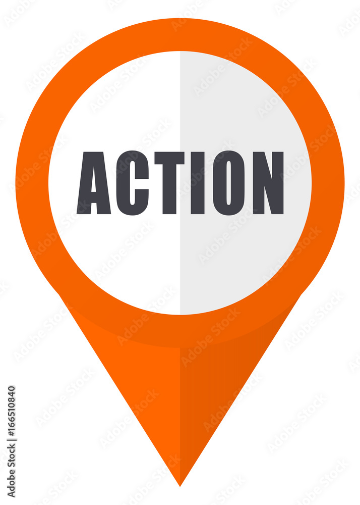 Poster action orange pointer vector icon in eps 10 isolated on white background.