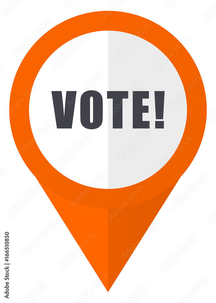 Poster vote orange pointer vector icon in eps 10 isolated on white background.