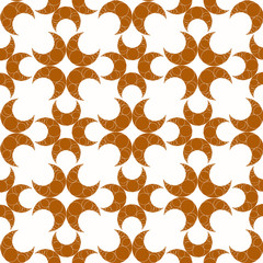 orange crescent moon seamless pattern on a white background