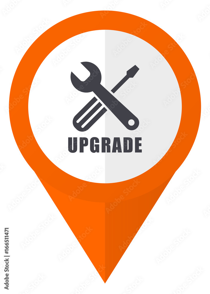 Fototapete upgrade orange pointer vector icon in eps 10 isolated on white background.
