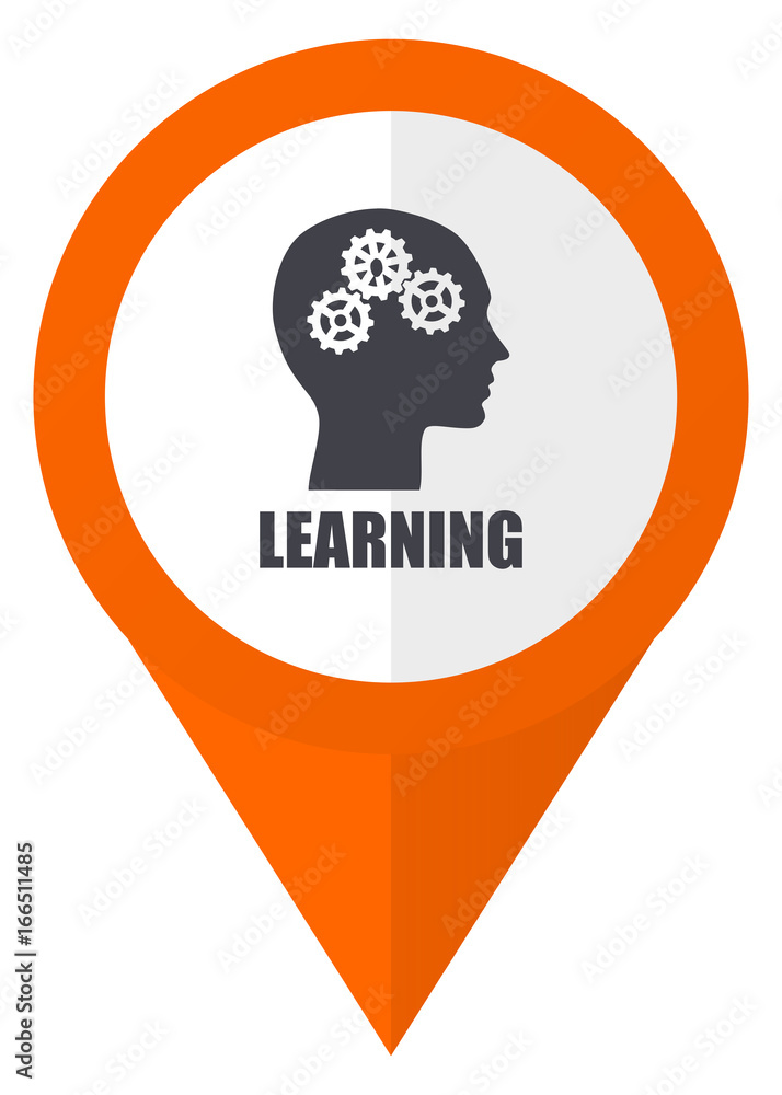 Fototapete learning orange pointer vector icon in eps 10 isolated on white background.