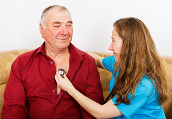 Elderly man on cardiology examination