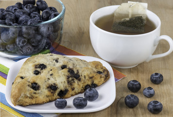 Blueberry scone with a cup of tea
