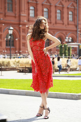 Lady in red dress