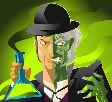 doctor jekyll and mister hyde monster tranformation with green potion