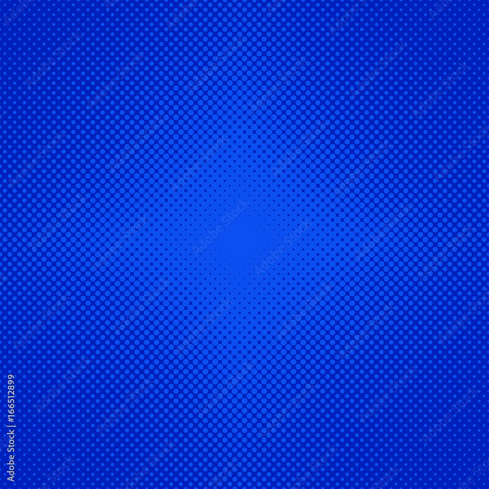 Poster abstract halftone dot pattern background - vector graphic from blue circles in varying sizes