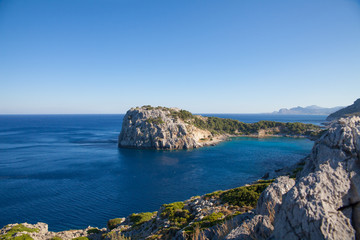 Fototapeta na wymiar Bay off the coast of Lindos on Rhodes island, Greece.