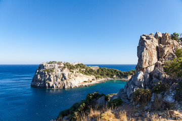 Fototapeta premium Bay off the coast of Lindos on Rhodes island, Greece.