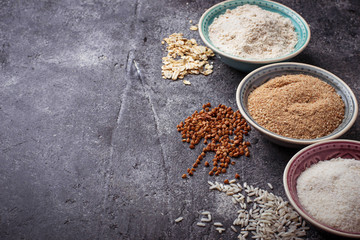 Selection of various gluten free flour