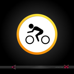 Vector symbol, icon, cyclist sign. Circle, Isolated