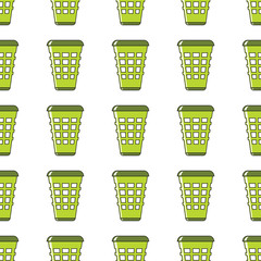 Green garbage can seamless pattern in cartoon style isolated on white background vector illustration for web