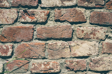 Ancient brick wall - vintage background, texture