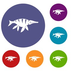 Aquatic dinosaur icons set