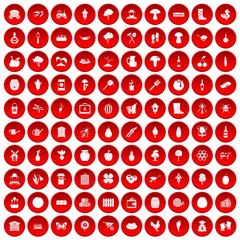 100 farming icons set red