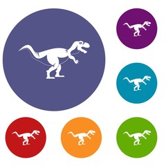 Tyrannosaur dinosaur icons set