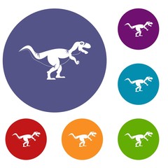Fototapeta premium Tyrannosaur dinosaur icons set