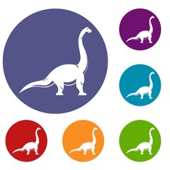 Naklejka premium Brachiosaurus dinosaur icons set