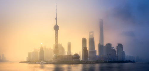 Shanghai skyline cityscape - obrazy, fototapety, plakaty