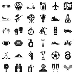 Activity icons set, simple style