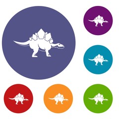 Stegosaurus dinosaur icons set