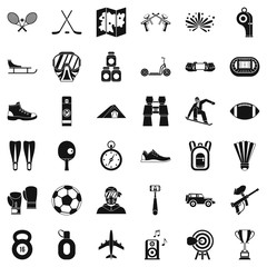 Active sport icons set, simple style