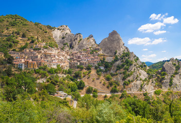 Castelmezzano (Italy) - A little altitude village, dug into the rock in the natural park of the Dolomiti Lucane, Basilicata region, famous also for the spectacular "Angel flight"