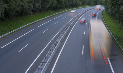 Moving truck on the freeway.