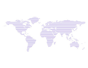 Abstract striped world map. Isolated on white background. Vector illustration.