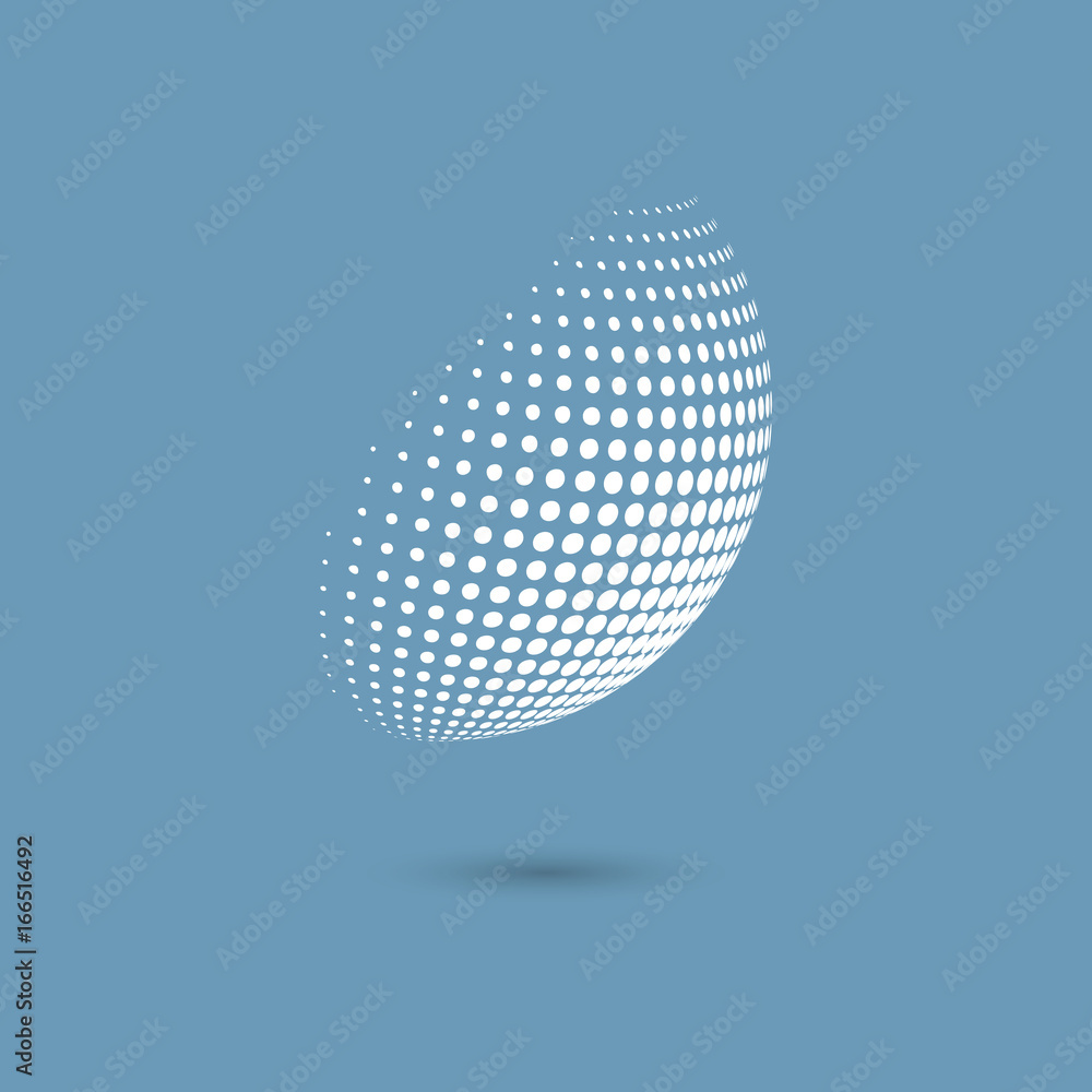 Poster vector halftone spheres. design element with shadow