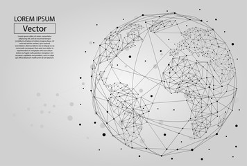Abstract image of a planet Earth consisting of points, lines, and shapes. Global network connection. World map point and line composition concept of global business. Vector Illustration