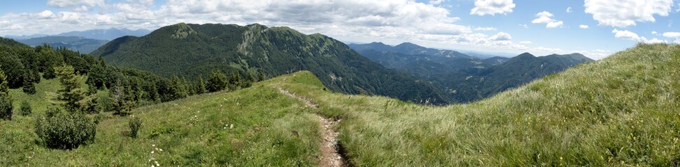 Fototapeta na wymiar below of summit of Kobla in Julian Alps in Slovenia