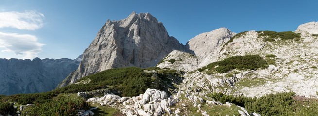 summit of Stenar above Vrata valley in Triglav national park in Julian Alps in Slovenia