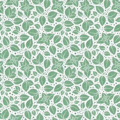 Hand drawn vector seamless pattern with mint leaves - 166517620