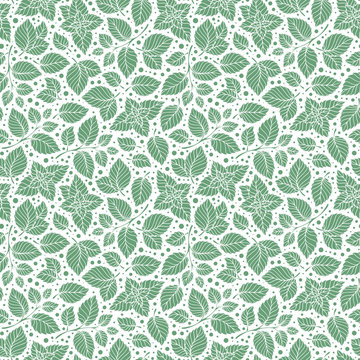 Hand drawn vector seamless pattern with mint leaves