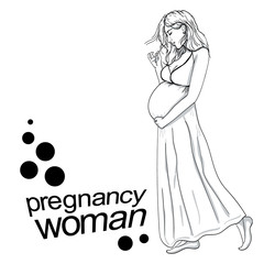 Vector illustration of Pregnant woman copy space