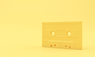 Yellow Cassette Tape on Yellow Background.