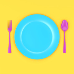 Colorful Dinner set Top view.