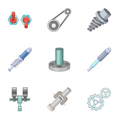 Mechanical and electrical parts icons set