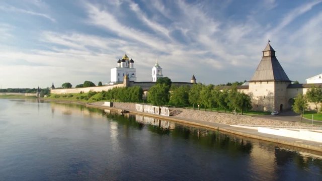 Ancient Pskov Kremlin on Velikaya river, Russia