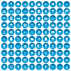 100 street lighting icons set blue