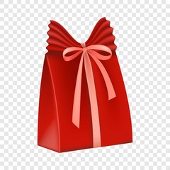 Red gift box icon, flat style