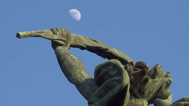 Budapest Liberty Statue with moon 