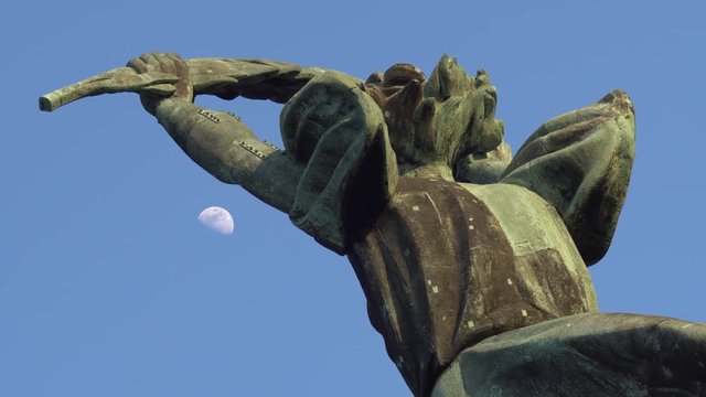 Budapest Liberty Statue with moon 