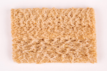 Group of healthy crispbreads on white background.